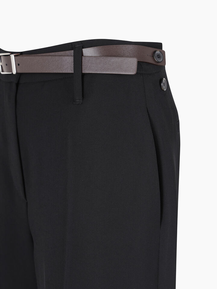 Black low-waisted trousers with belt - sisley k regular trousers - Black | Sisley K image number 3
